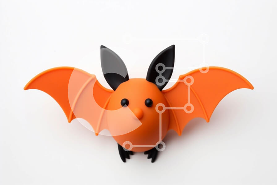 Intra Συλλεκτικό Ξύλινο Παζλ Plywood  4mm - Πορτοκαλί ειδώλιο νυχτερίδας σε άσπρο φόντο Σε Ξύλινο Κουτί - Διαστάσεις Puzzle: 10x10 cm – 25 κομμάτια