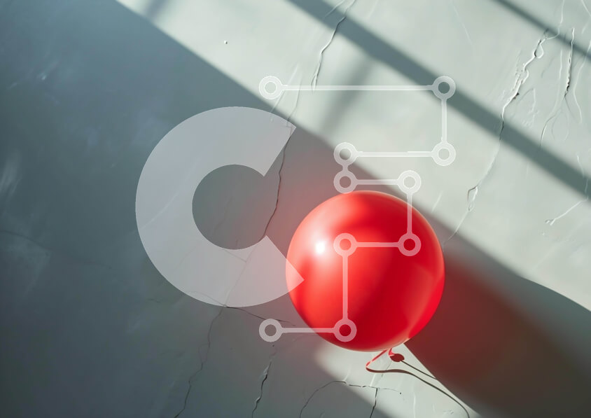 Intra Συλλεκτικό Ξύλινο Παζλ Plywood  4mm - Κόκκινο μπαλόνι μπροστά από τον λευκό τοίχο με τις σκιές Σε Ξύλινο Κουτί - Διαστάσεις Puzzle: 10x10 cm – 25 κομμάτια