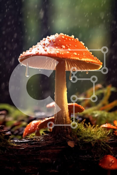 Σετ των 2 Intra Συλλεκτικό Ξύλινο Παζλ Plywood  4mm - Εκπληκτική εικόνα ενός κόκκινου μανιταριού στο δάσος κατά τη διάρκεια μιας καταιγίδας Σε Ξύλινο Κουτί - Διαστάσεις: 10x10 cm – 25 κομμάτια