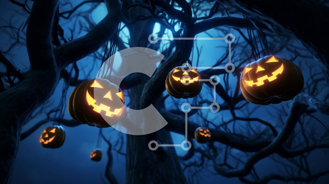 Intra Συλλεκτικό Ξύλινο Παζλ Plywood  4mm - Λαμπερές κολοκύθες που κρέμονται από κλαδιά δέντρων τη νύχτα Σε Ξύλινο Κουτί - Διαστάσεις Puzzle: 10x10 cm – 25 κομμάτια