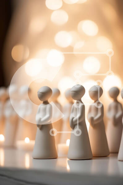 Intra Συλλεκτικό Ξύλινο Παζλ Plywood  4mm - Ομάδα λευκών ειδωλίων με κεριά Σε Ξύλινο Κουτί - Διαστάσεις Puzzle: 10x10 cm – 25 κομμάτια