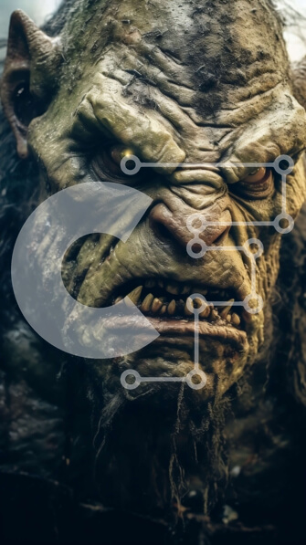 Intra Συλλεκτικό Ξύλινο Παζλ Plywood  4mm - Ασπρόμαυρη εικόνα του προσώπου ενός τρομακτικού τρολ Σε Ξύλινο Κουτί - Διαστάσεις Puzzle: 10x10 cm – 25 κομμάτια