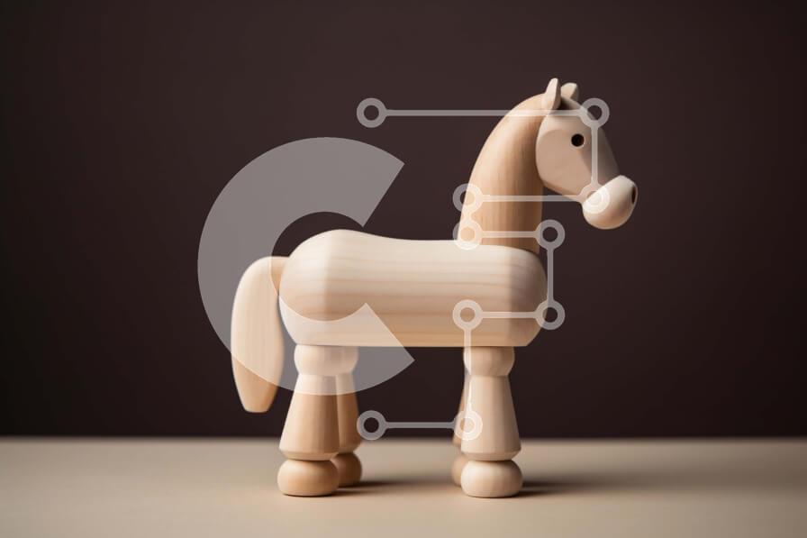 Intra Συλλεκτικό Ξύλινο Παζλ Plywood  4mm - Όμορφη εικόνα ενός ξύλινου παιχνιδιού αλόγων σε ένα τραπέζι Σε Ξύλινο Κουτί - Διαστάσεις: 10x10 cm – 25 κομμάτια