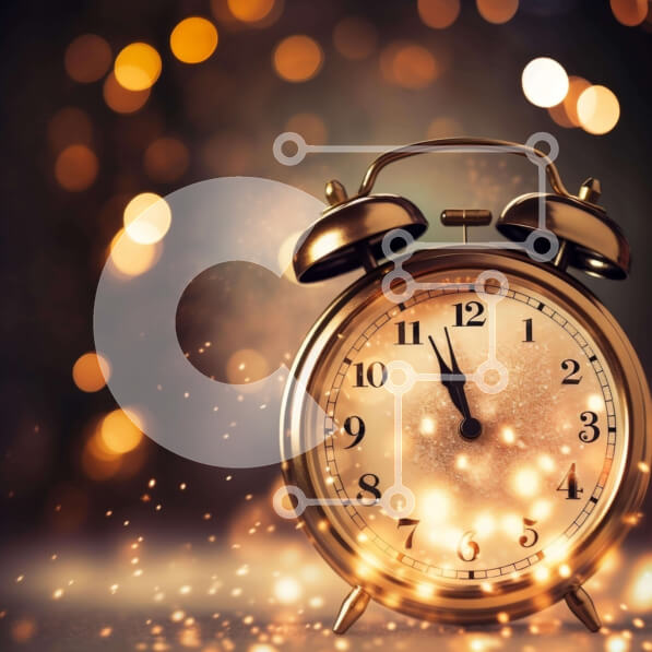 Intra Συλλεκτικό Ξύλινο Παζλ Plywood  4mm - Χρυσό Ξυπνητήρι σε φωτισμένο φόντο Σε Ξύλινο Κουτί - Διαστάσεις: 10x10 cm – 25 κομμάτια