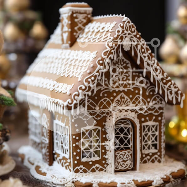 Intra Συλλεκτικό Ξύλινο Παζλ Plywood  4mm - Gingerbread House με γλάσο και νιφάδες χιονιού Σε Ξύλινο Κουτί - Διαστάσεις: 10x10 cm – 25 κομμάτια