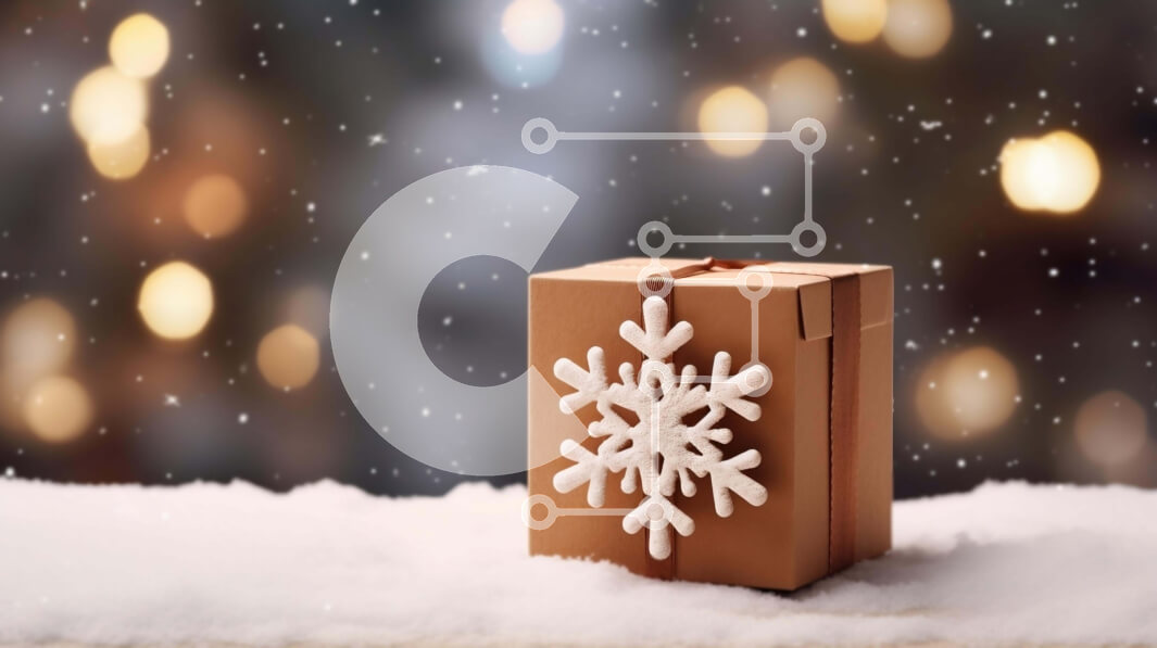 Intra Συλλεκτικό Ξύλινο Παζλ Plywood  4mm - Καφέ κουτί δώρου με διακόσμηση με νιφάδα χιονιού στο χιόνι Σε Ξύλινο Κουτί - Διαστάσεις: 10x10 cm – 25 κομμάτια