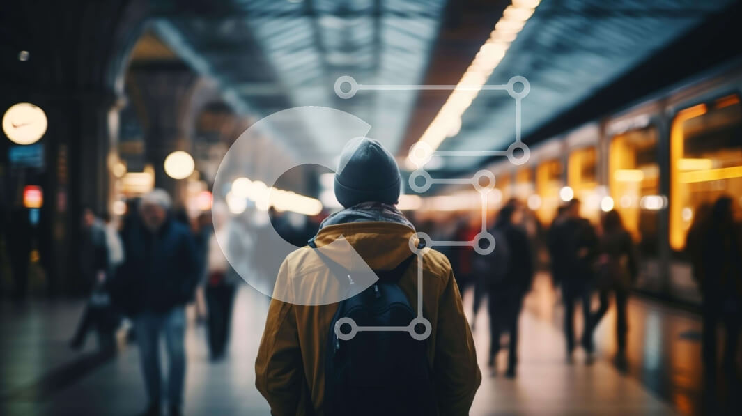 Intra Συλλεκτικό Ξύλινο Παζλ Plywood  4mm - Άτομο που περιμένει στον άδειο σιδηροδρομικό σταθμό Σε Ξύλινο Κουτί - Διαστάσεις Puzzle: 10x10 cm – 25 κομμάτια