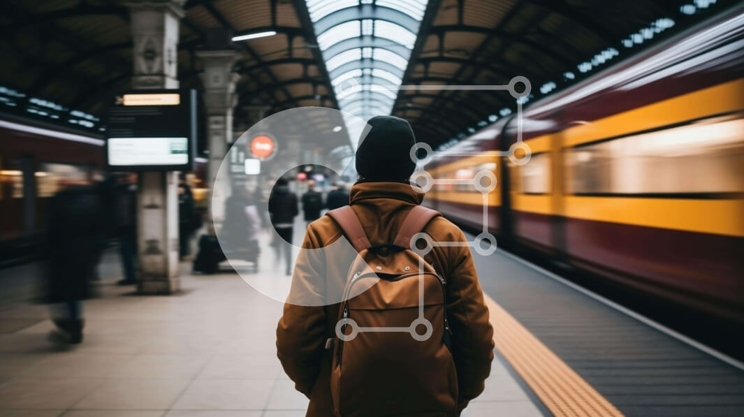 Intra Συλλεκτικό Ξύλινο Παζλ Plywood  4mm - Άτομο που περιμένει το τρένο στο σταθμό Σε Ξύλινο Κουτί - Διαστάσεις Puzzle: 10x10 cm – 25 κομμάτια