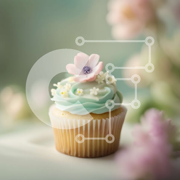 Σετ των 2 Intra Συλλεκτικό Ξύλινο Παζλ Plywood  4mm - Όμορφο cupcake με μπλε παγωμένο και ροζ λουλούδι Σε Ξύλινο Κουτί - Διαστάσεις: 10x10 cm – 25 κομμάτια