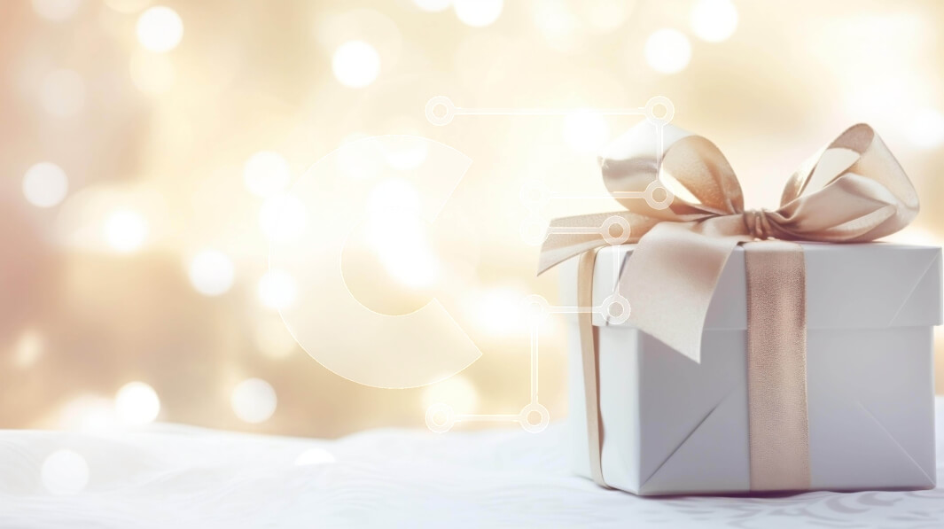 Intra Συλλεκτικό Ξύλινο Παζλ Plywood  4mm - Λευκό κουτί δώρου με μαύρες κορδέλες σε διακοσμημένο τραπέζι Σε Ξύλινο Κουτί - Διαστάσεις Puzzle: 10x10 cm – 25 κομμάτια