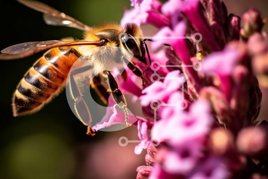 Intra Συλλεκτικό Ξύλινο Παζλ Plywood  4mm - Κοντινό πλάνο της μέλισσας στο μωβ λουλούδι Σε Ξύλινο Κουτί - Διαστάσεις: 10x10 cm – 25 κομμάτια