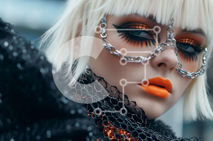 Intra Συλλεκτικό Ξύλινο Παζλ Plywood  4mm - Κομψή ξανθιά γυναίκα με μαύρα ρούχα με ασημένιες αλυσίδες και γυαλιά Σε Ξύλινο Κουτί - Διαστάσεις Puzzle: 10x10 cm – 25 κομμάτια