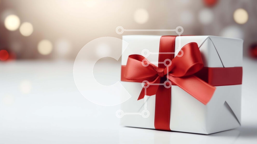 Intra Συλλεκτικό Ξύλινο Παζλ Plywood  4mm - Λευκό κουτί δώρου με κόκκινη κορδέλα και κομφετί σε φωτισμένο φόντο Σε Ξύλινο Κουτί - Διαστάσεις: 10x10 cm – 25 κομμάτια