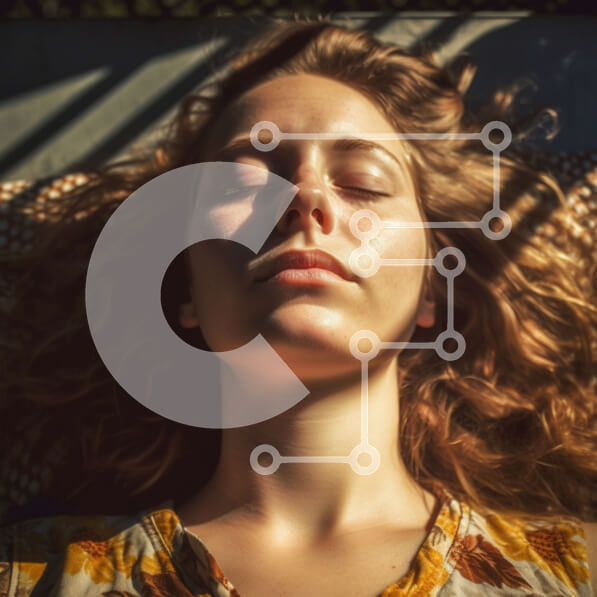 Intra Συλλεκτικό Ξύλινο Παζλ Plywood  4mm - Χαλαρή νεαρή γυναίκα ξαπλωμένη στον ήλιο με τα μάτια της κλειστά Σε Ξύλινο Κουτί - Διαστάσεις Puzzle: 10x10 cm – 25 κομμάτια