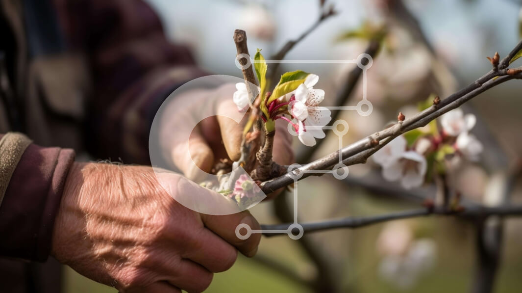 Intra Συλλεκτικό Ξύλινο Παζλ Plywood  4mm - Άτομο που φροντίζει μια ανθισμένη μηλιά Σε Ξύλινο Κουτί - Διαστάσεις: 10x10 cm – 25 κομμάτια