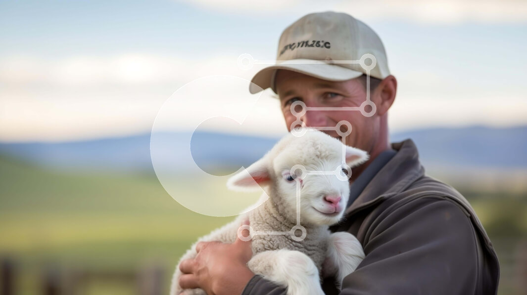 Σετ των 2 Intra Συλλεκτικό Ξύλινο Παζλ Plywood  4mm - Άτομο που κρατά ένα μικρό άσπρο αρνί με άλλα πρόβατα στο βάθος Σε Ξύλινο Κουτί - Διαστάσεις: 10x10 cm – 25 κομμάτια