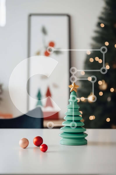 Intra Συλλεκτικό Ξύλινο Παζλ Plywood  4mm - Διακοσμήσεις Χριστουγεννιάτικων Δέντρων με Στολίδια και Φιγούρες ταράνδου Σε Ξύλινο Κουτί - Διαστάσεις: 10x10 cm – 25 κομμάτια