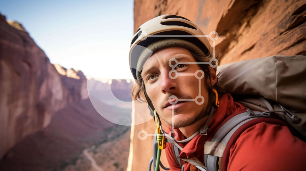 Intra Συλλεκτικό Ξύλινο Παζλ Plywood  4mm - Άνθρωπος που αναρριχείται σε βράχο στο Cliff Edge Σε Ξύλινο Κουτί - Διαστάσεις: 10x10 cm – 25 κομμάτια