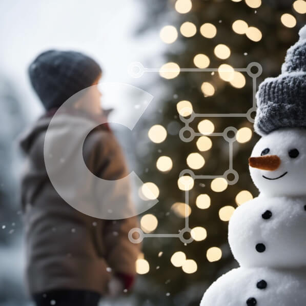 Intra Συλλεκτικό Ξύλινο Παζλ Plywood  4mm - Φωτισμός χιονάνθρωπου και χριστουγεννιάτικου δέντρου Σε Ξύλινο Κουτί - Διαστάσεις: 10x10 cm – 25 κομμάτια