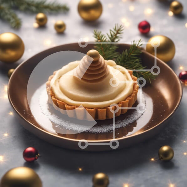 Σετ των 2 Intra Συλλεκτικό Ξύλινο Παζλ Plywood  4mm - Λευκό και χρυσό εορταστικό επιδόρπιο με στολίδια Σε Ξύλινο Κουτί - Διαστάσεις: 10x10 cm – 25 κομμάτια