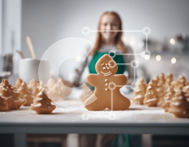 Σετ των 2 Intra Συλλεκτικό Ξύλινο Παζλ Plywood  4mm - Ευτυχισμένη γυναίκα με μπισκότα μελόψωμο Σε Ξύλινο Κουτί - Διαστάσεις: 10x10 cm – 25 κομμάτια