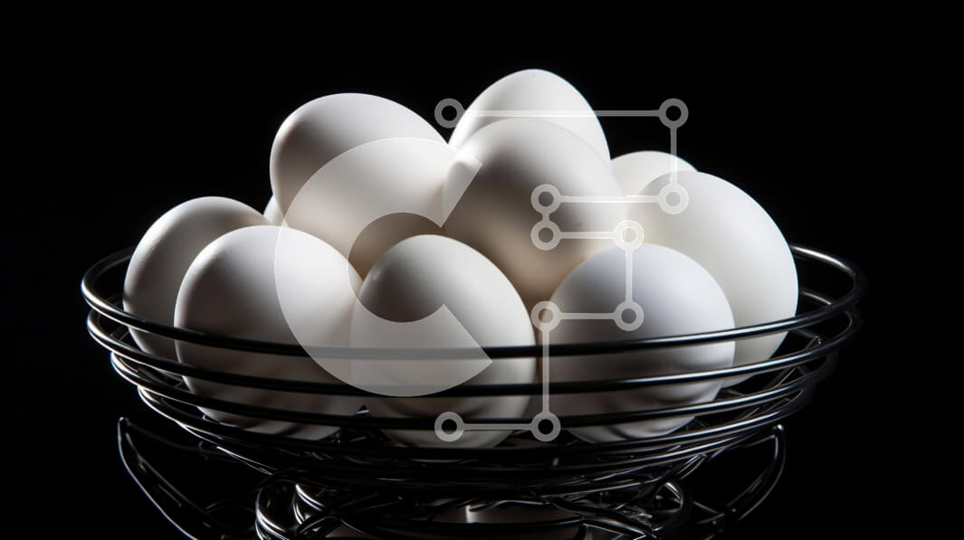 Σετ των 2 Intra Συλλεκτικό Ξύλινο Παζλ Plywood  4mm - Φρέσκα λευκά αυγά στο συρμάτινο καλάθι Σε Ξύλινο Κουτί - Διαστάσεις: 10x10 cm – 25 κομμάτια