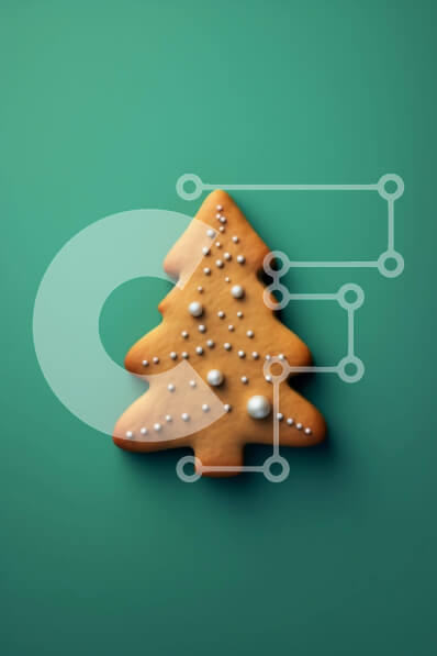 Σετ των 2 Intra Συλλεκτικό Ξύλινο Παζλ Plywood  4mm - Ανάποδα μπισκότο με μελόψωμο χριστουγεννιάτικο δέντρο σε πράσινο φόντο Σε Ξύλινο Κουτί - Διαστάσεις: 10x10 cm – 25 κομμάτια