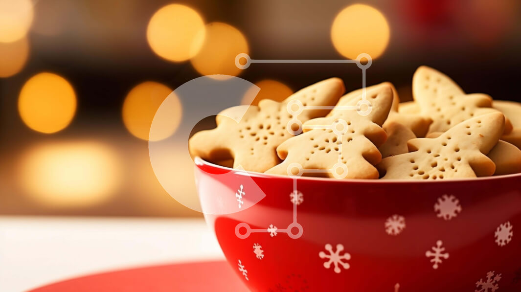 Σετ των 2 Intra Συλλεκτικό Ξύλινο Παζλ Plywood  4mm - Εορταστικά μπισκότα χριστουγεννιάτικου δέντρου σε ένα κόκκινο μπολ Σε Ξύλινο Κουτί - Διαστάσεις: 10x10 cm – 25 κομμάτια