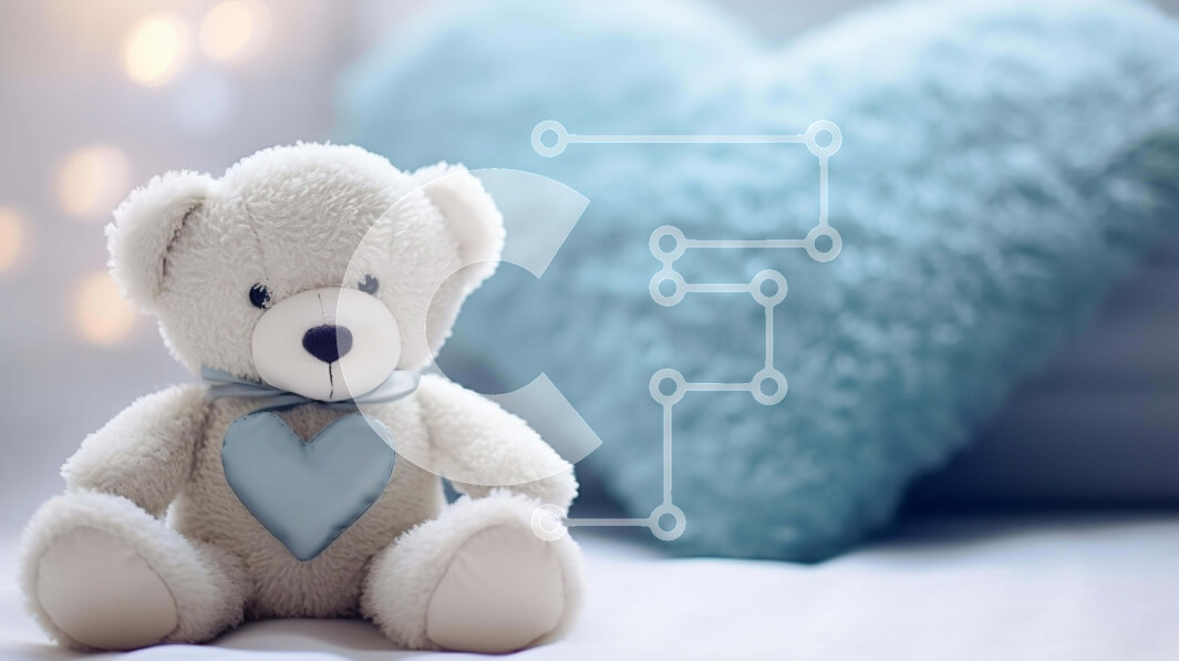 Intra Συλλεκτικό Ξύλινο Παζλ Plywood  4mm - Λευκό αρκουδάκι και μπλε μαξιλάρια στο κρεβάτι Σε Ξύλινο Κουτί - Διαστάσεις: 10x10 cm – 25 κομμάτια