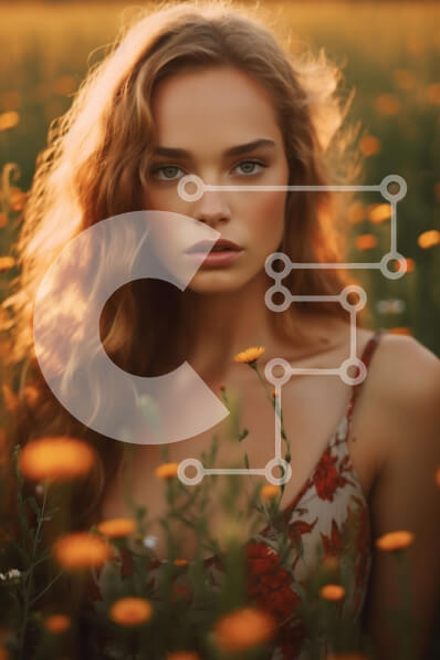 Σετ των 2 Intra Συλλεκτικό Ξύλινο Παζλ Plywood  4mm - Εκπληκτική εικόνα μιας νεαρής γυναίκας σε ένα χωράφι με χρυσές μαργαρίτες στο ηλιοβασίλεμα Σε Ξύλινο Κουτί - Διαστάσεις: 10x10 cm – 25 κομμάτια