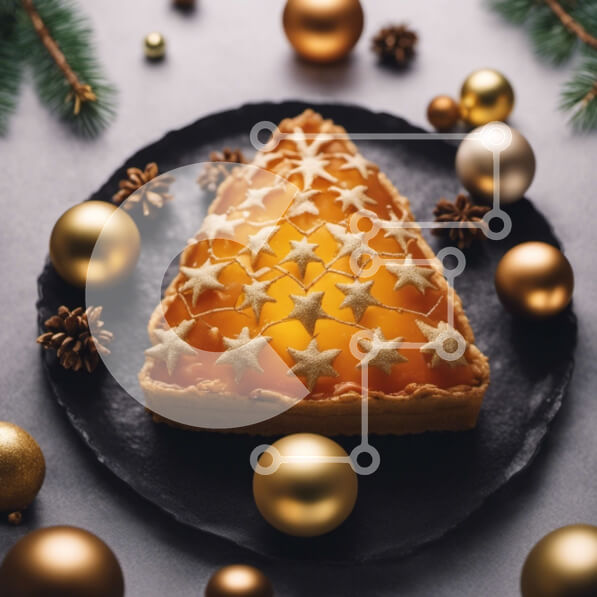 Σετ των 2 Intra Συλλεκτικό Ξύλινο Παζλ Plywood  4mm - Ανάποδη Χριστουγεννιάτικη τούρτα με χρυσά στολίδια Σε Ξύλινο Κουτί - Διαστάσεις: 10x10 cm – 25 κομμάτια