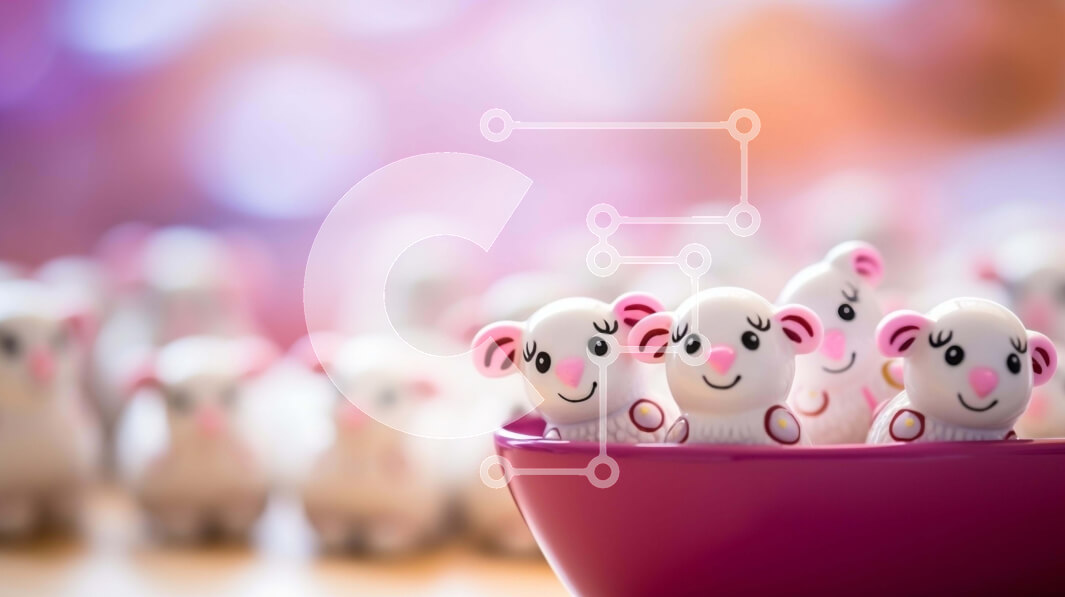 Intra Συλλεκτικό Ξύλινο Παζλ Plywood  4mm - Ροζ μπολ με χαμογελαστά λευκά ειδώλια ποντικών Σε Ξύλινο Κουτί - Διαστάσεις: 10x10 cm – 25 κομμάτια