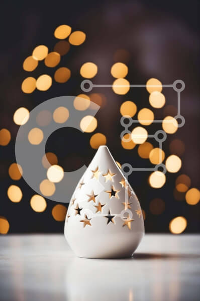 Intra Συλλεκτικό Ξύλινο Παζλ Plywood  4mm - Γιορτινό κερί σε σχήμα λευκού αστεριού σε ημιτελές ξύλινο τραπέζι Σε Ξύλινο Κουτί - Διαστάσεις Puzzle: 10x10 cm – 25 κομμάτια