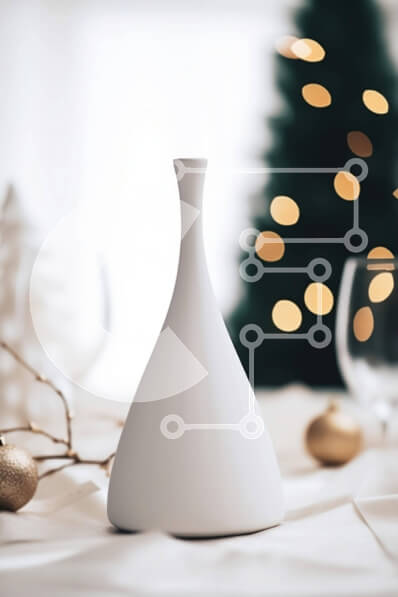 Intra Συλλεκτικό Ξύλινο Παζλ Plywood  4mm - Λευκό βάζο με χριστουγεννιάτικο δέντρο και γυάλινα σκεύη Σε Ξύλινο Κουτί - Διαστάσεις: 10x10 cm – 25 κομμάτια