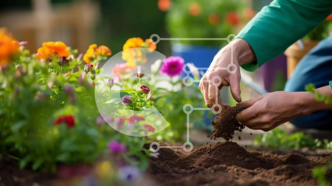 Intra Συλλεκτικό Ξύλινο Παζλ Plywood  4mm - Άτομο που φυτεύει λουλούδια σε έναν υπαίθριο κήπο Σε Ξύλινο Κουτί - Διαστάσεις: 10x10 cm – 25 κομμάτια