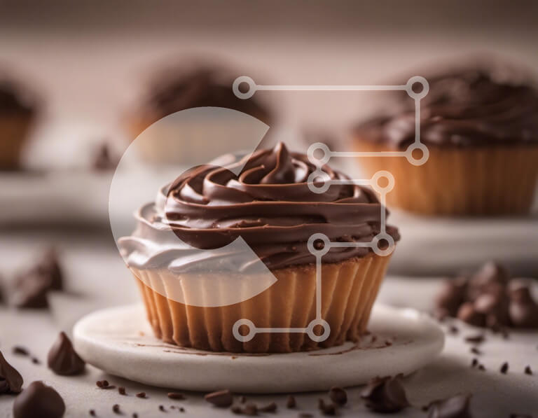 Σετ των 2 Intra Συλλεκτικό Ξύλινο Παζλ Plywood  4mm - Λαχταριστό Cupcake σοκολάτας με ψεκασμούς σε λευκό πιάτο Σε Ξύλινο Κουτί - Διαστάσεις: 10x10 cm – 25 κομμάτια