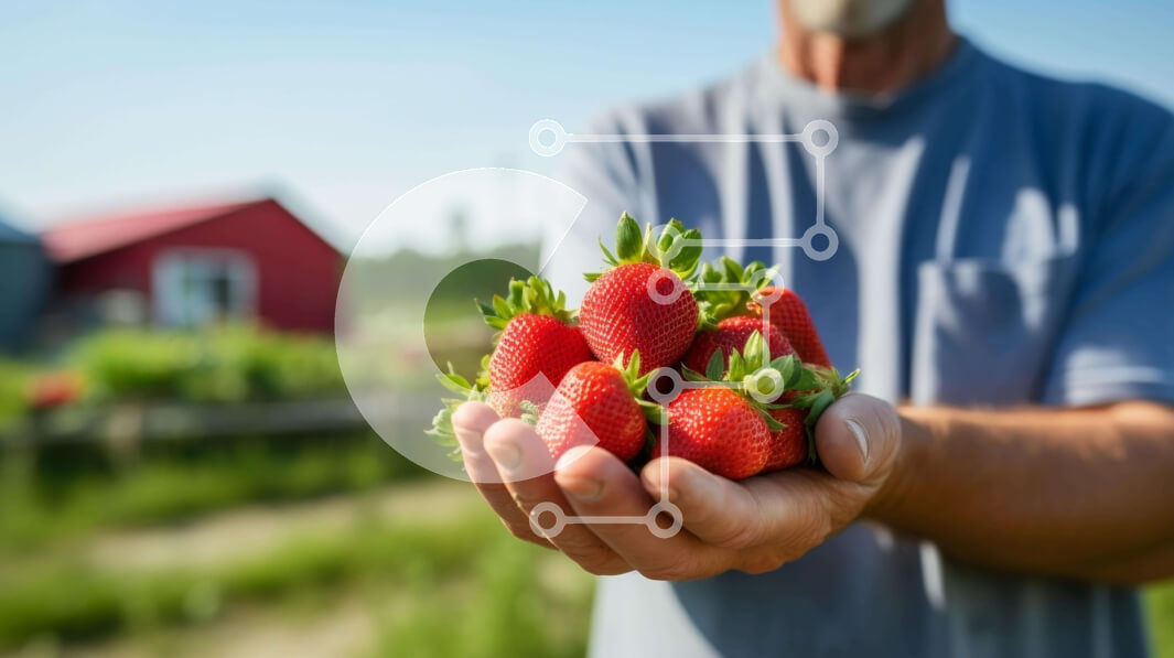 Σετ των 2 Intra Συλλεκτικό Ξύλινο Παζλ Plywood  4mm - Άτομο που κρατά φρέσκες φράουλες στα χέρια του Σε Ξύλινο Κουτί - Διαστάσεις: 10x10 cm – 25 κομμάτια