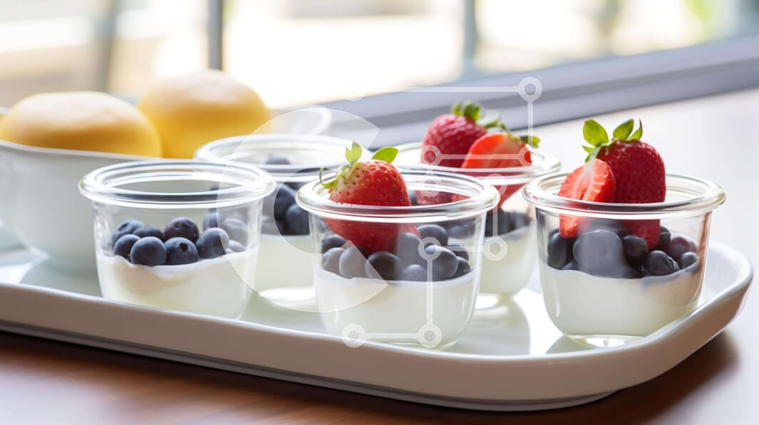 Σετ των 2 Intra Συλλεκτικό Ξύλινο Παζλ Plywood  4mm - Νόστιμη πιατέλα γιαουρτιού και φρούτων Σε Ξύλινο Κουτί - Διαστάσεις: 10x10 cm – 25 κομμάτια