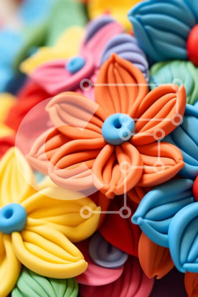 Intra Συλλεκτικό Ξύλινο Παζλ Plywood  4mm - Κοντινό πλάνο πολύχρωμα πλαστικά λουλούδια Σε Ξύλινο Κουτί - Διαστάσεις Puzzle: 10x10 cm – 25 κομμάτια