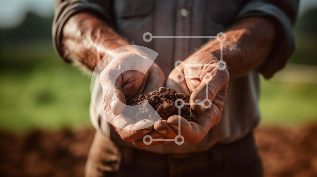 Intra Συλλεκτικό Ξύλινο Παζλ Plywood  4mm - Χέρια ανθρώπου που κρατούν ένα σωρό βρωμιάς Σε Ξύλινο Κουτί - Διαστάσεις Puzzle: 10x10 cm – 25 κομμάτια