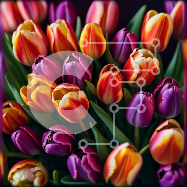 Intra Συλλεκτικό Ξύλινο Παζλ Plywood  4mm - Όμορφη εικόνα με πολύχρωμες τουλίπες σε ένα βάζο Σε Ξύλινο Κουτί - Διαστάσεις: 10x10 cm – 25 κομμάτια