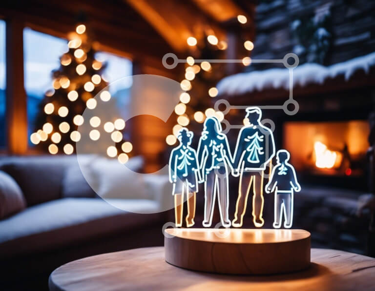 Intra Συλλεκτικό Ξύλινο Παζλ Plywood  4mm - Οικογενειακό φωτιστικό γλυπτό LED στο σαλόνι Σε Ξύλινο Κουτί - Διαστάσεις Puzzle: 10x10 cm – 25 κομμάτια