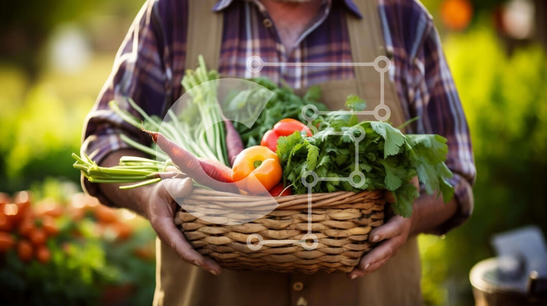 Intra Συλλεκτικό Ξύλινο Παζλ Plywood  4mm - Άτομο που κρατά ένα καλάθι με φρέσκα λαχανικά Σε Ξύλινο Κουτί - Διαστάσεις: 10x10 cm – 25 κομμάτια