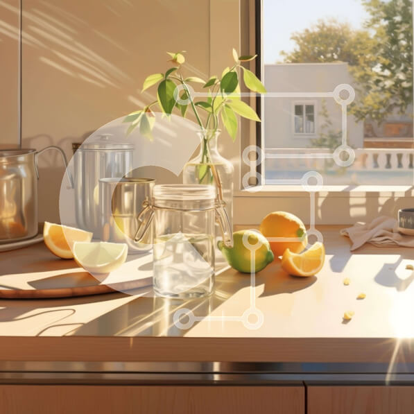 Σετ των 2 Intra Συλλεκτικό Ξύλινο Παζλ Plywood  4mm - Πάγκος κουζίνας με εσπεριδοειδή Σε Ξύλινο Κουτί - Διαστάσεις: 10x10 cm – 25 κομμάτια