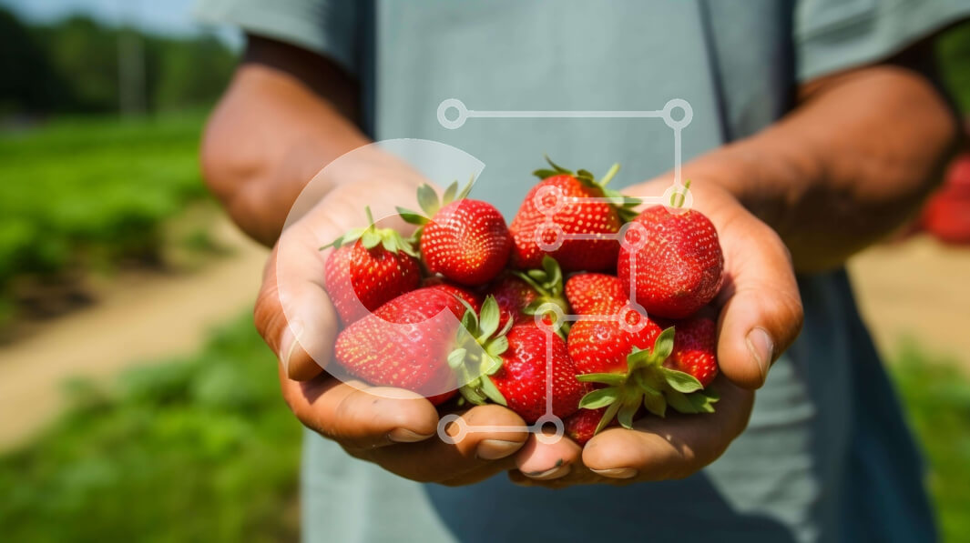 Intra Συλλεκτικό Ξύλινο Παζλ Plywood  4mm - Άτομο που συγκομίζει φρέσκες φράουλες σε ένα χωράφι Σε Ξύλινο Κουτί - Διαστάσεις: 10x10 cm – 25 κομμάτια