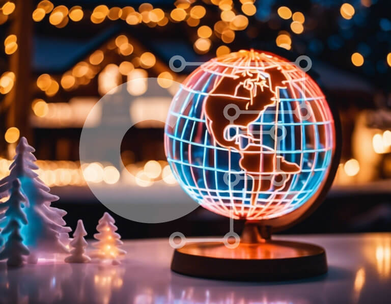 Intra Συλλεκτικό Ξύλινο Παζλ Plywood  4mm - Σφαίρα με νέον φωτισμό με χριστουγεννιάτικα στολίδια Σε Ξύλινο Κουτί - Διαστάσεις: 10x10 cm – 25 κομμάτια