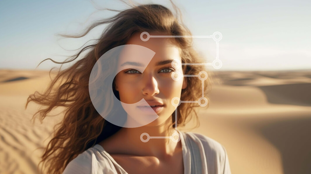 Intra Συλλεκτικό Ξύλινο Παζλ Plywood  4mm - Νεαρή γυναίκα στην έρημο με τους ανεμοδαρμένους αμμόλοφους Σε Ξύλινο Κουτί - Διαστάσεις: 10x10 cm – 25 κομμάτια