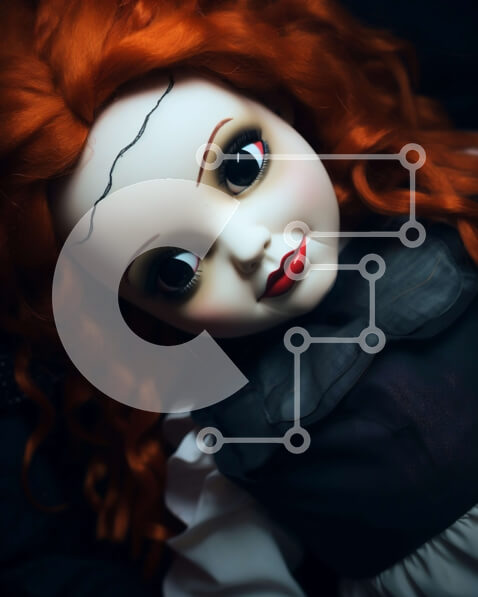 Intra Συλλεκτικό Ξύλινο Παζλ Plywood  4mm - Κοκκινομάλλης κούκλα ξαπλωμένη Σε Ξύλινο Κουτί - Διαστάσεις Puzzle: 10x10 cm – 25 κομμάτια