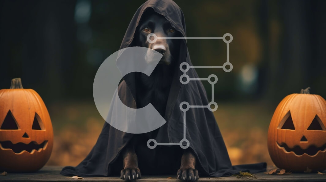 Σετ των 2 Intra Συλλεκτικό Ξύλινο Παζλ Plywood  4mm - Μαύρος σκύλος Labrador Retriever με σκαλιστές κολοκύθες Σε Ξύλινο Κουτί - Διαστάσεις: 10x10 cm – 25 κομμάτια