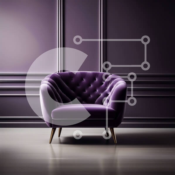 Intra Συλλεκτικό Ξύλινο Παζλ Plywood  4mm - Κομψή μωβ βελούδινη πολυθρόνα σε κομψό εσωτερικό Σε Ξύλινο Κουτί - Διαστάσεις Puzzle: 10x10 cm – 25 κομμάτια